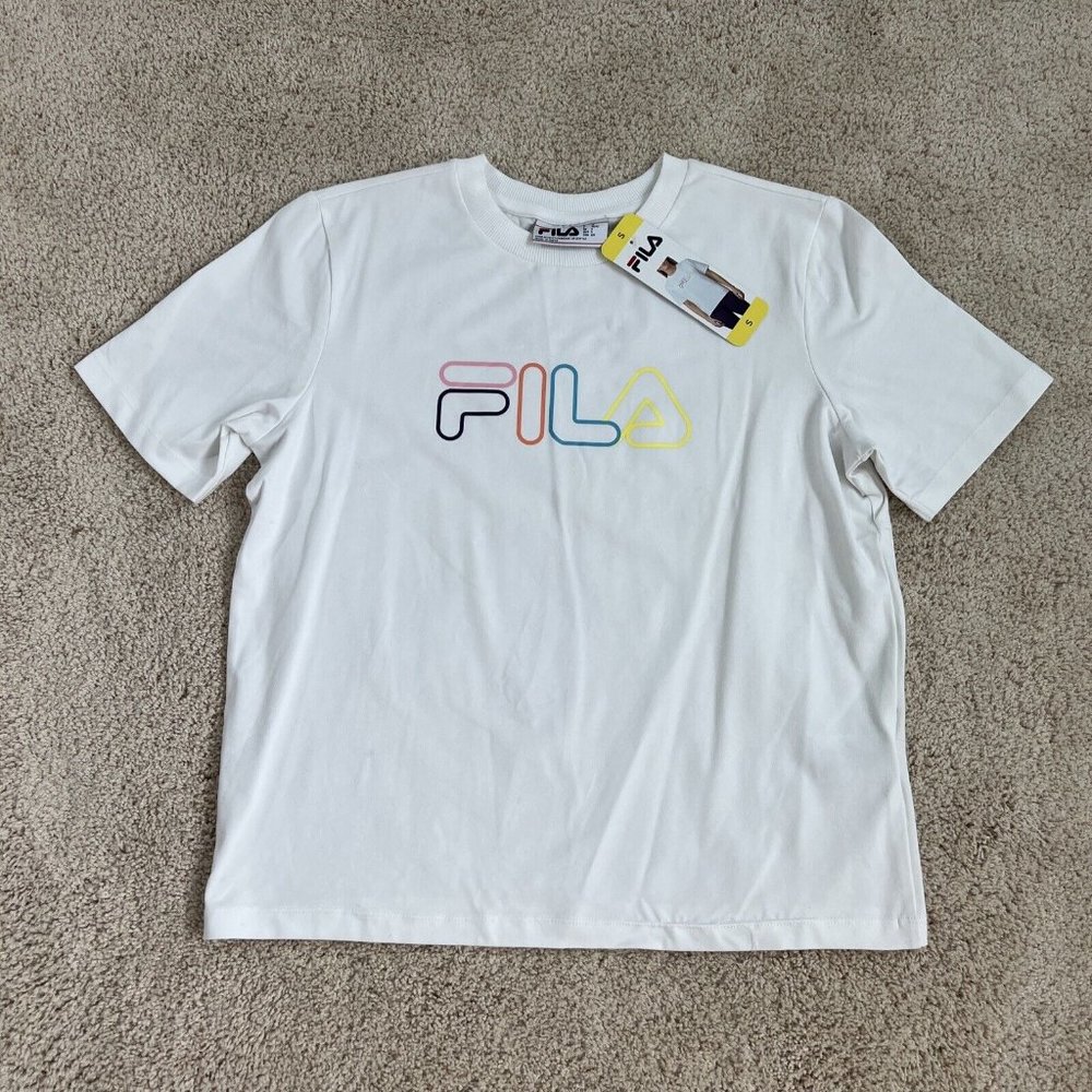 Fila Shirt Womens Size Small S White Tee Short Sleeve Running Athletic NWT